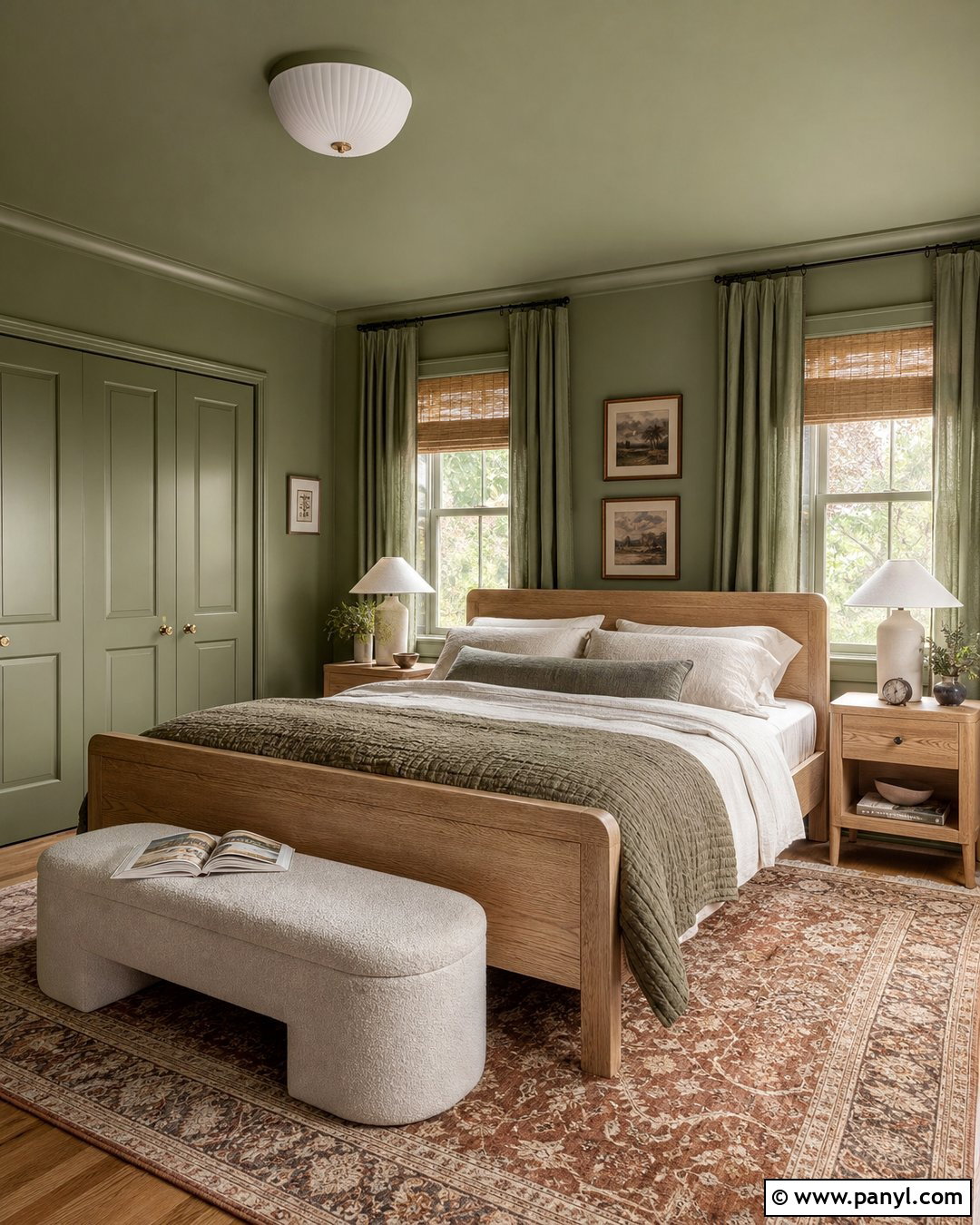 Sage Green Color Drenched Bedroom - 25 Color Drenched Walls