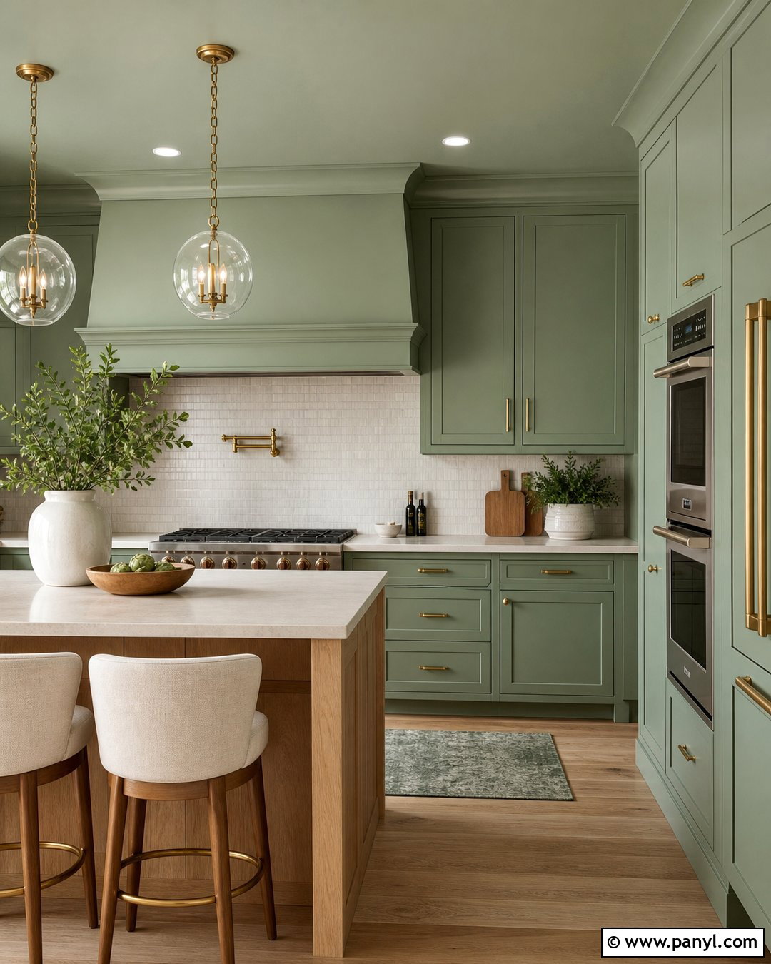 Sage Green Color Drenched Kitchen Walls - 45 sage green kitchen walls