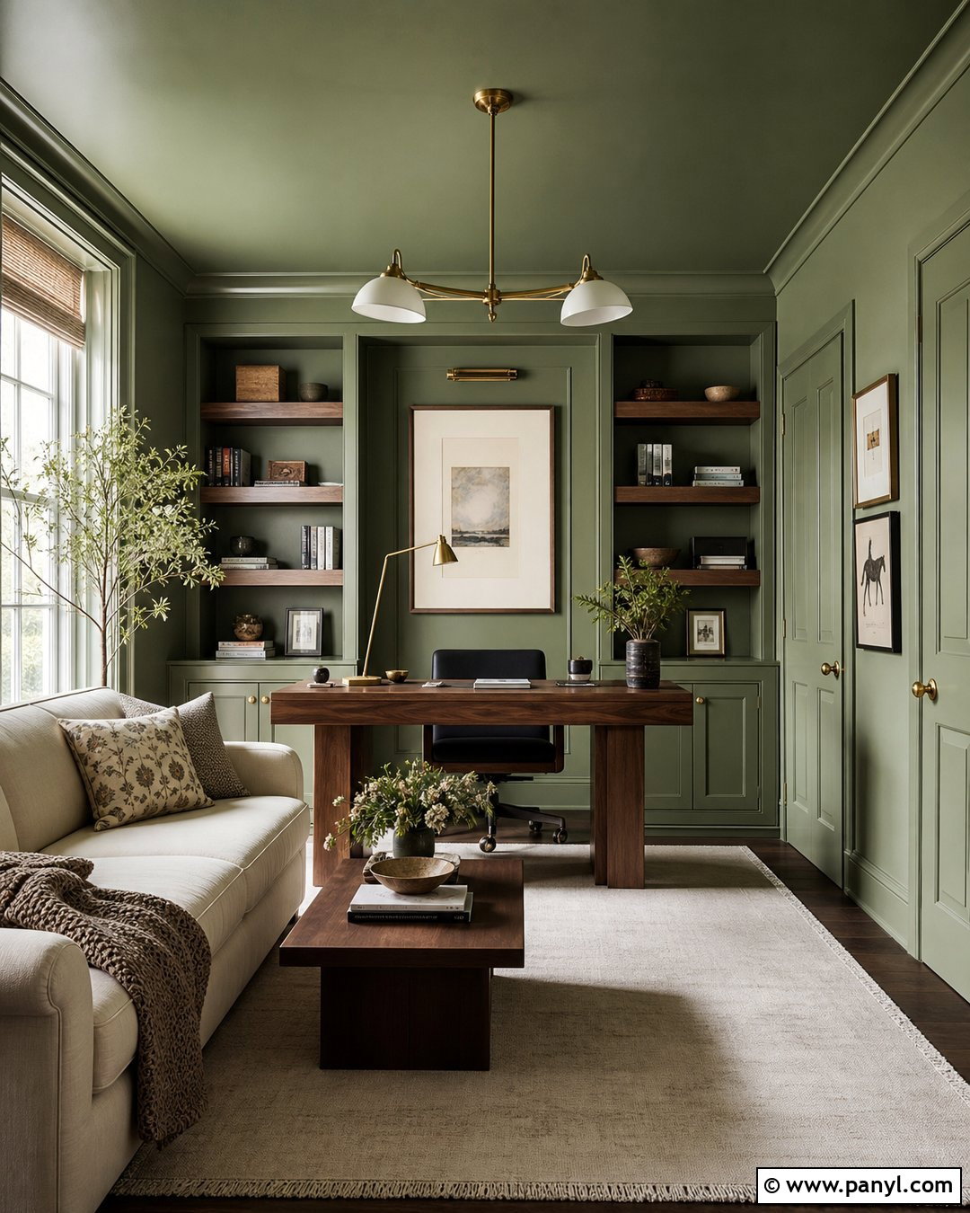 Sage Green Color Drenched Room - 50 sage green walls