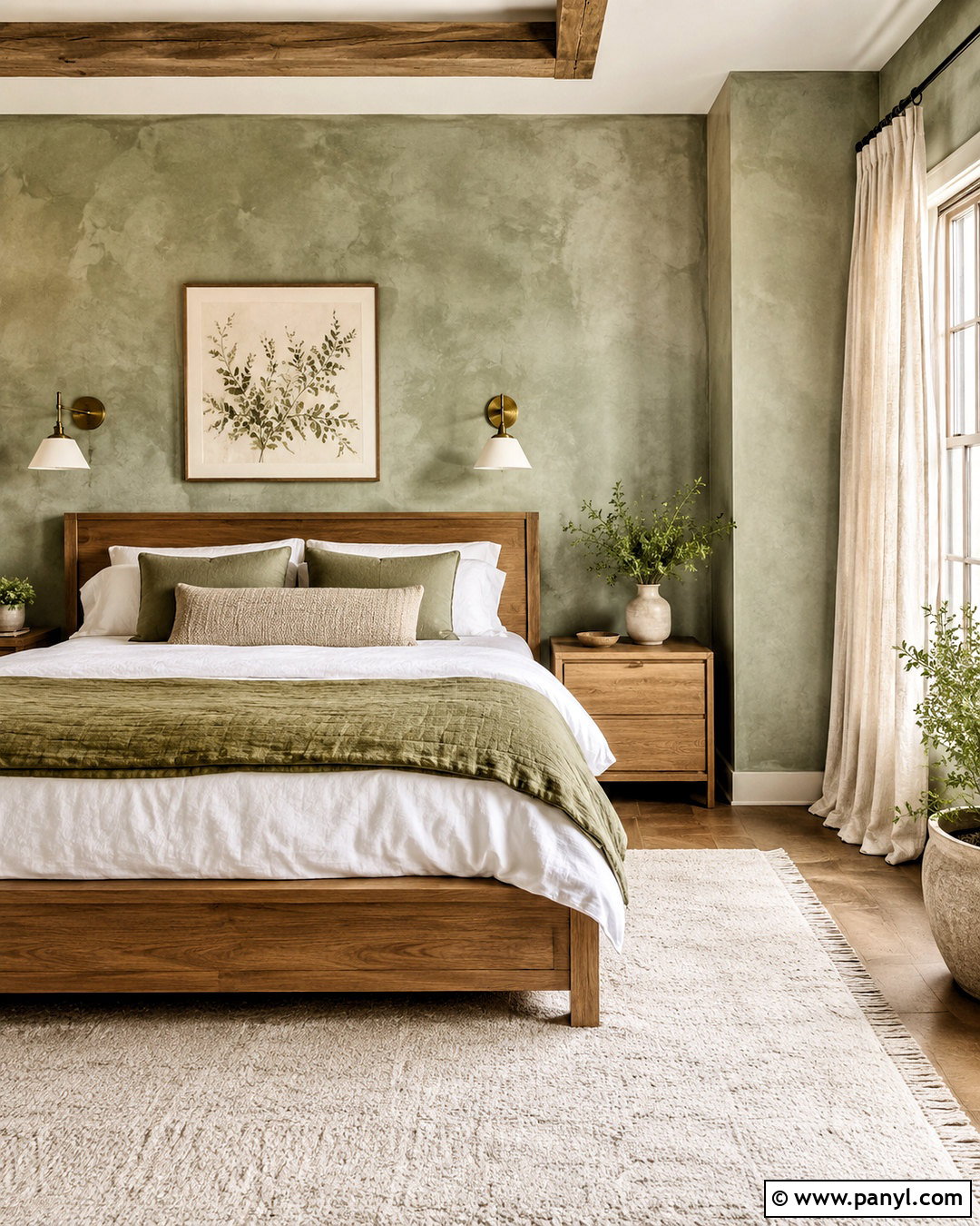 Sage Green Color Washed Walls In A Bedroom - 20 color washing walls
