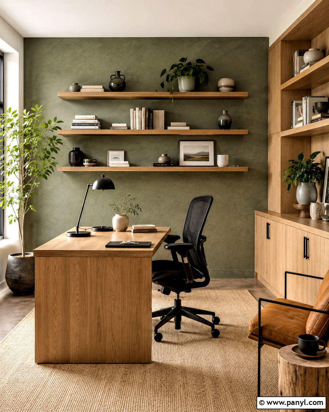 Sage Green Concrete Wall Office - 20 concrete wall paint ideas