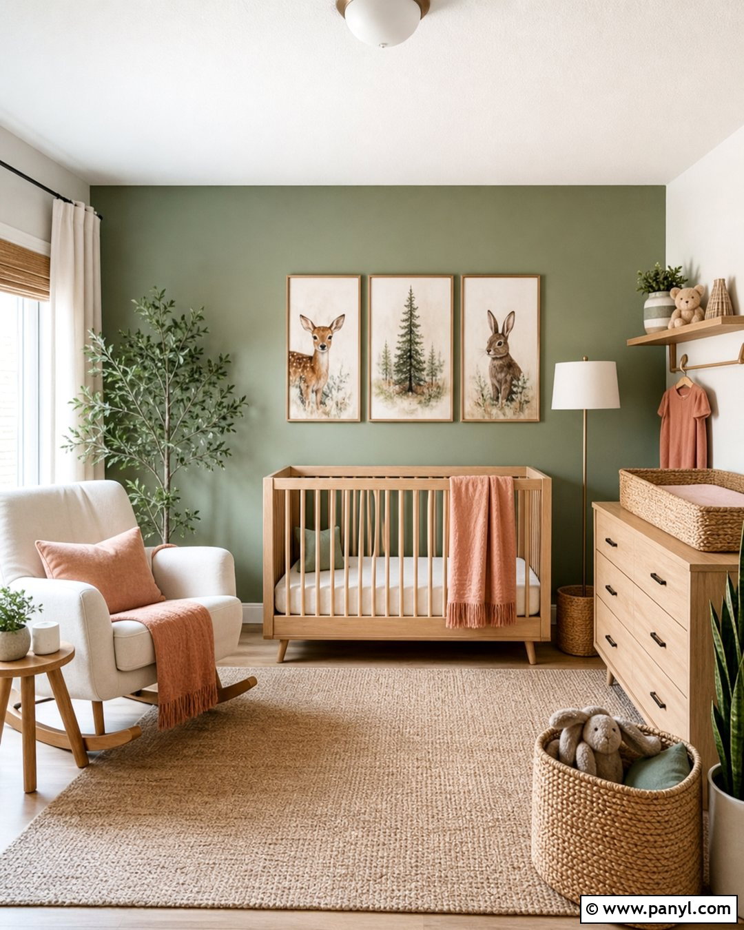 Sage Green Contrast Wall Nursery - 30 Contrast Wall Ideas