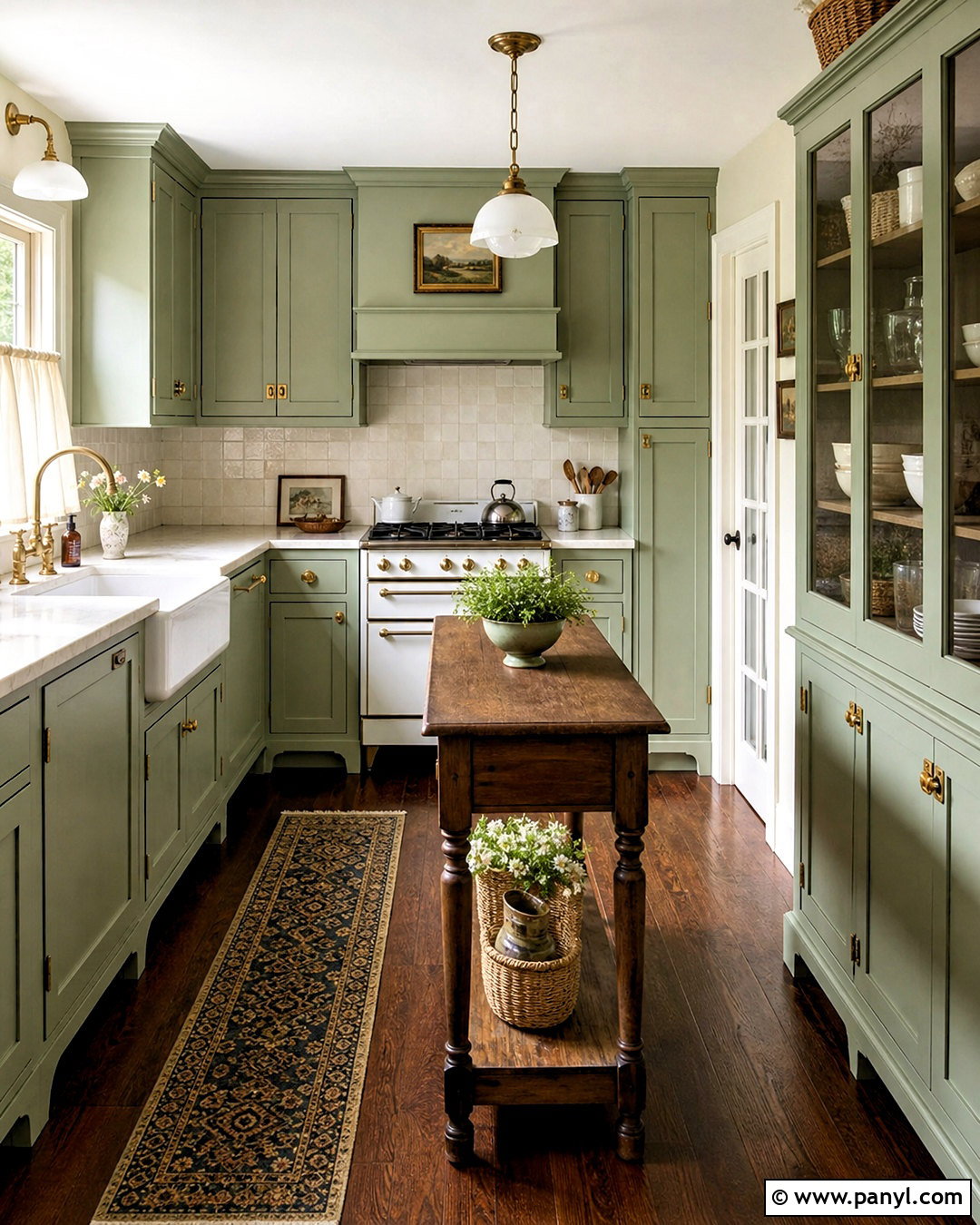 Sage Green Cottage Kitchen With Vintage Details - 20 sage green kitchen ideas
