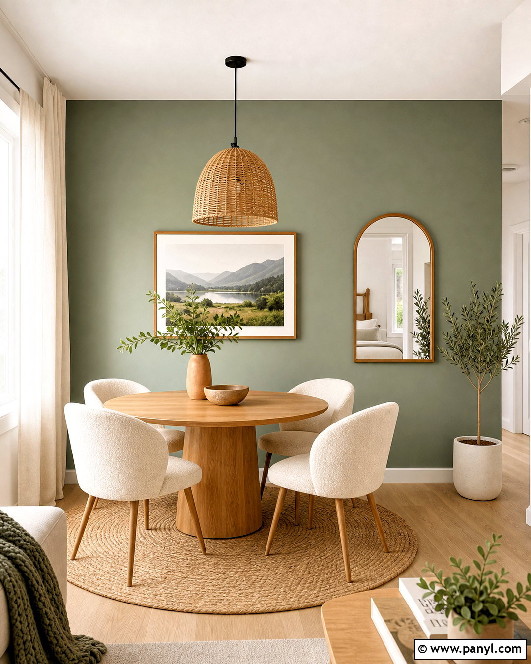 Sage Green Dining Accent Wall - 20 apartment accent wall ideas