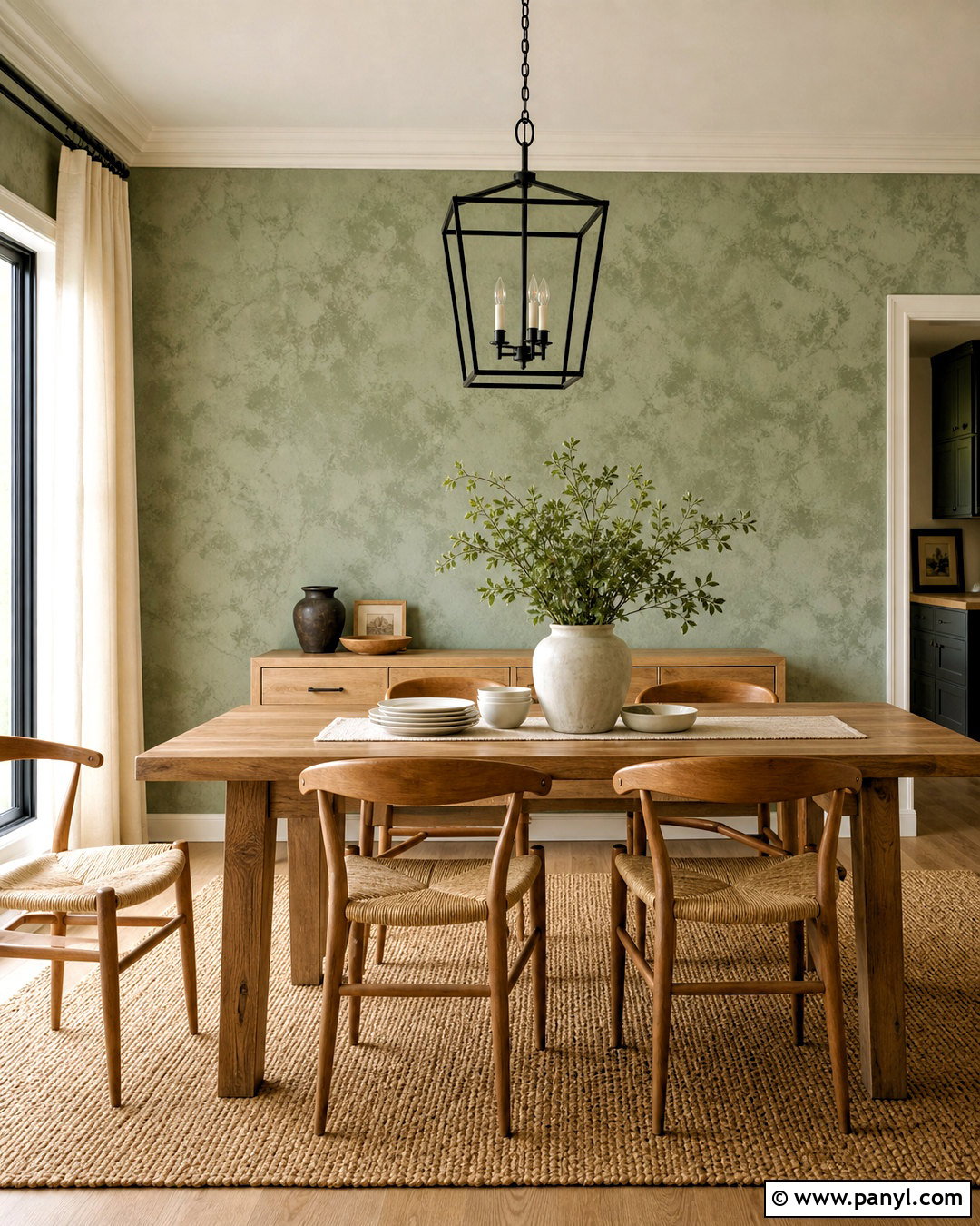 Sage Green Dining Room Sponge Wall - 20 sponge wall diy ideas