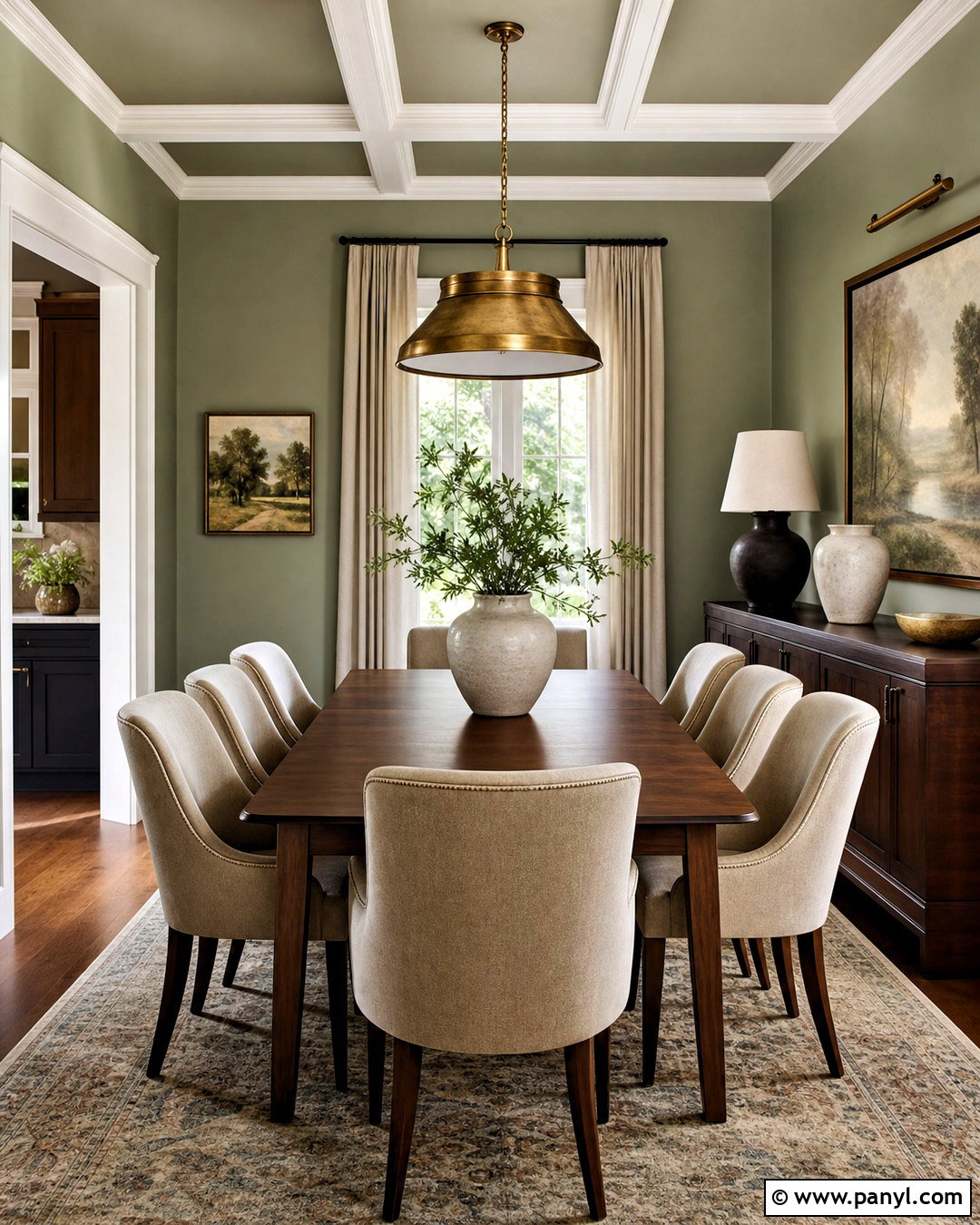 Sage Green Dining Room With Dark Wood - 20 sage green room ideas