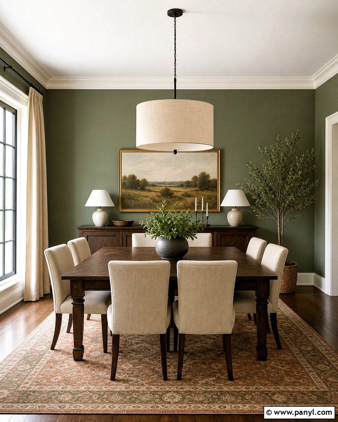 Sage Green Dining Room With Dark Wood - 20 sage green interior ideas