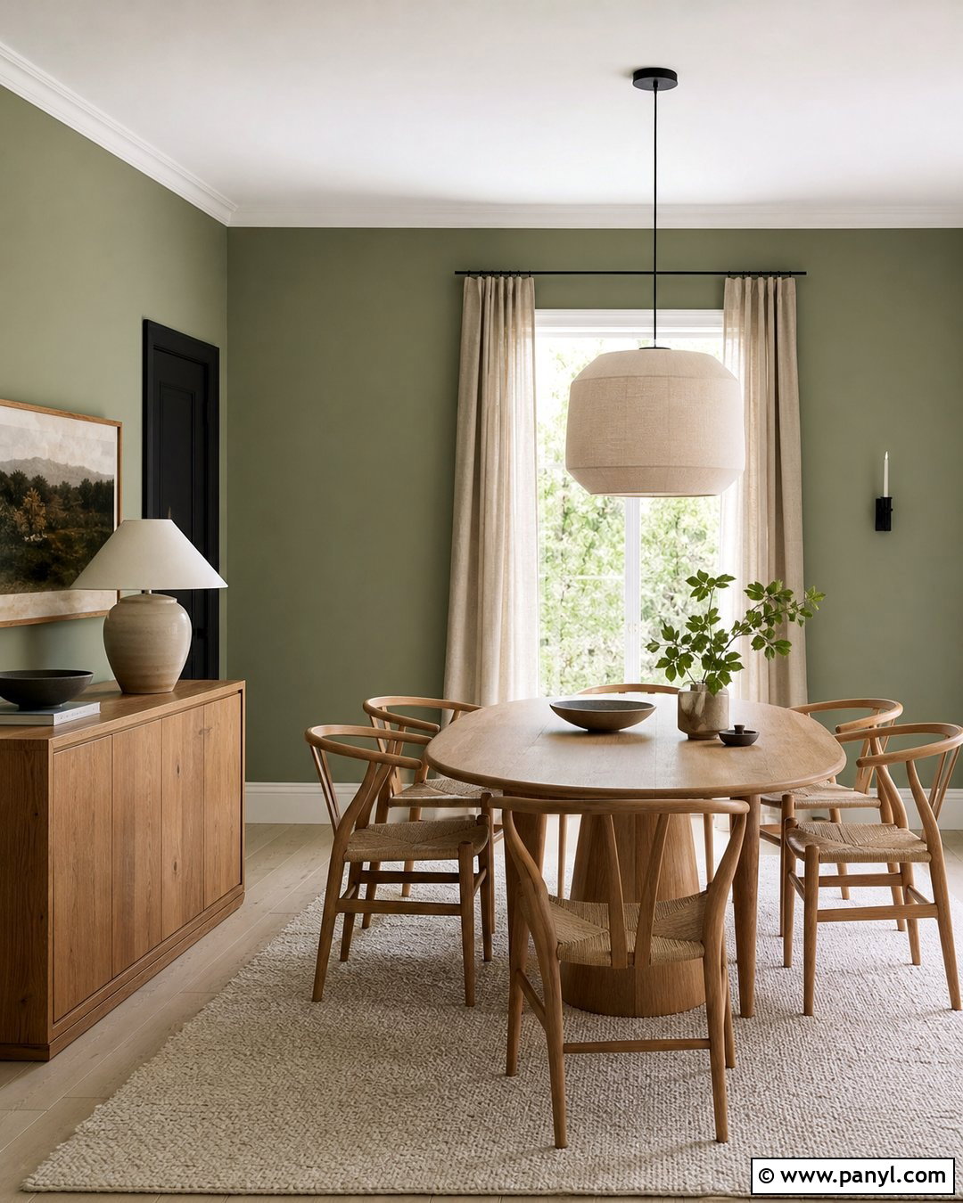Sage Green Dining Room With Oak Table - 50 green walls