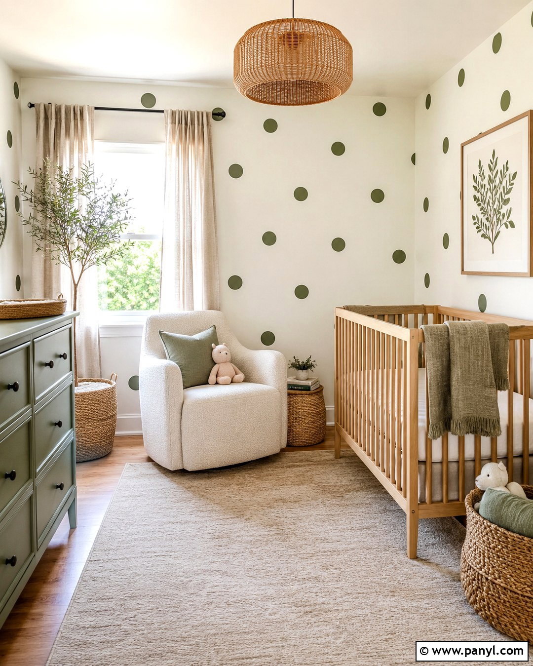 Sage Green Dot Nursery Wall - 20 Painting Dots On Walls