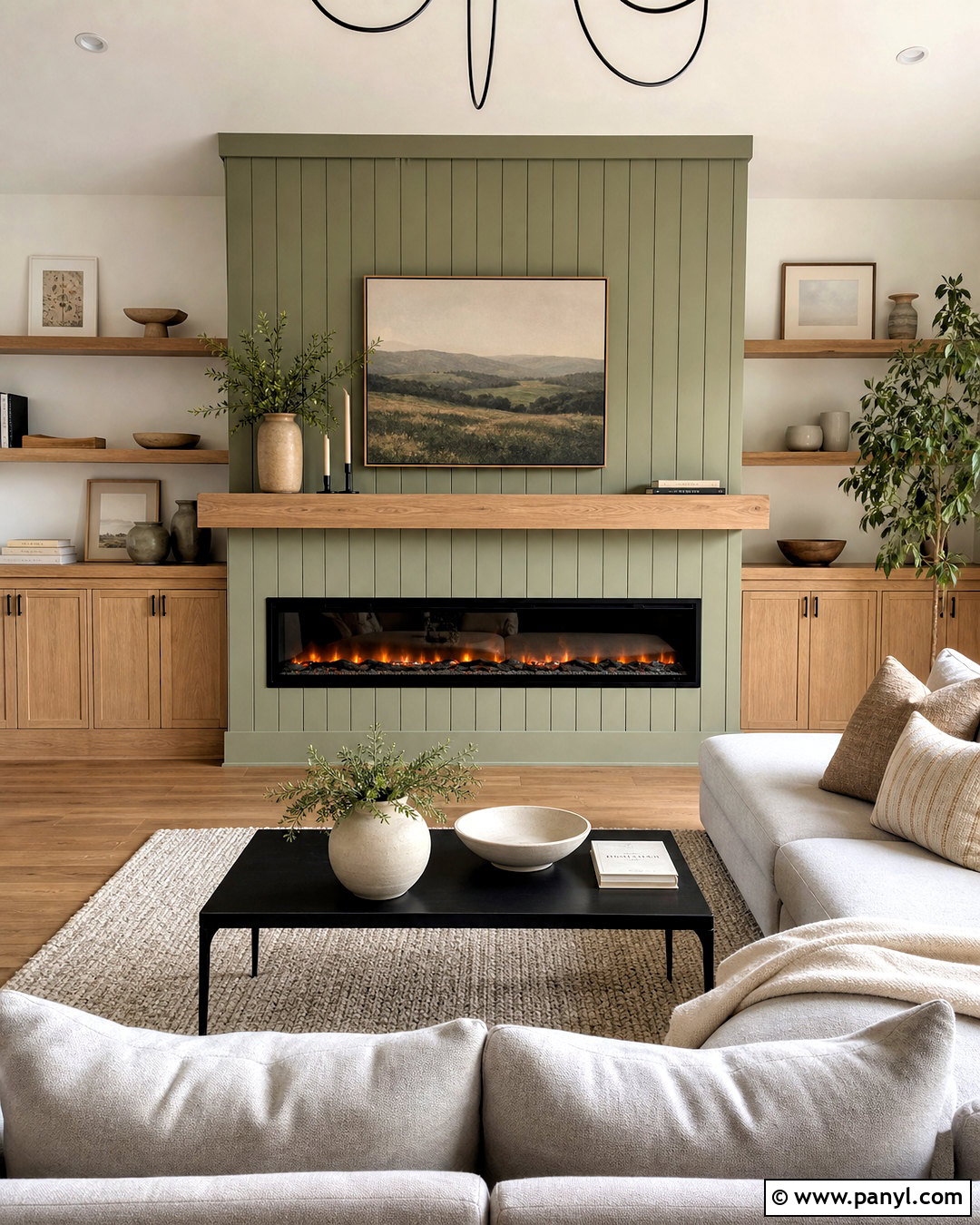 Sage Green Electric Fireplace Wall - 20 sage green fireplace ideas