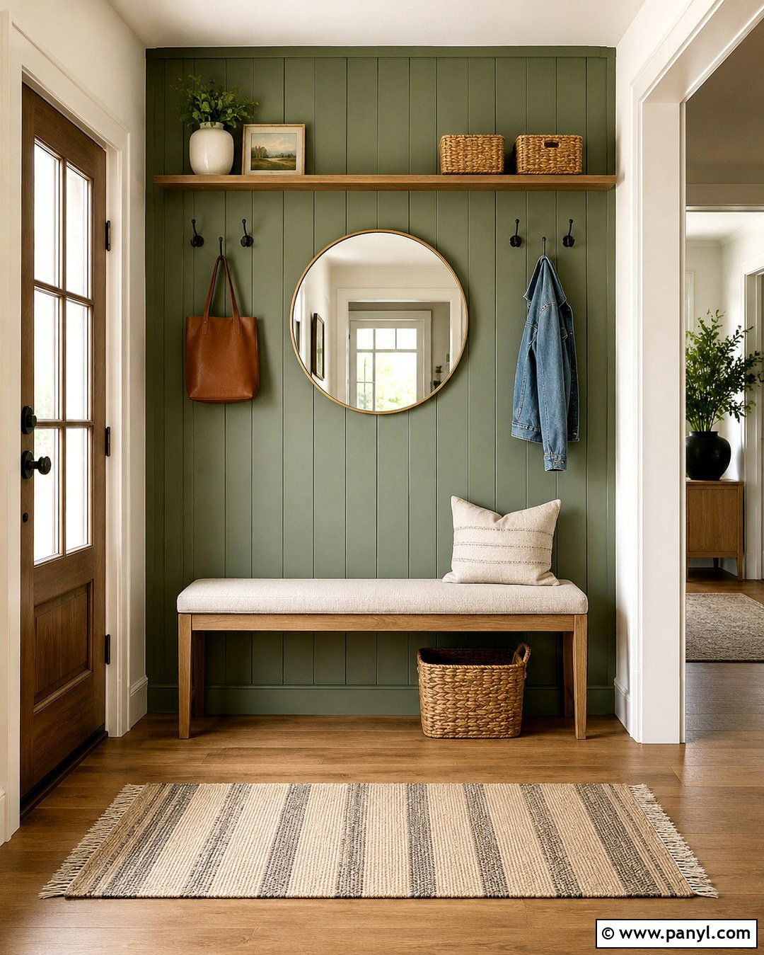 Sage Green Entryway Paneling Wall - 20 Sage Green Statement Wall Ideas