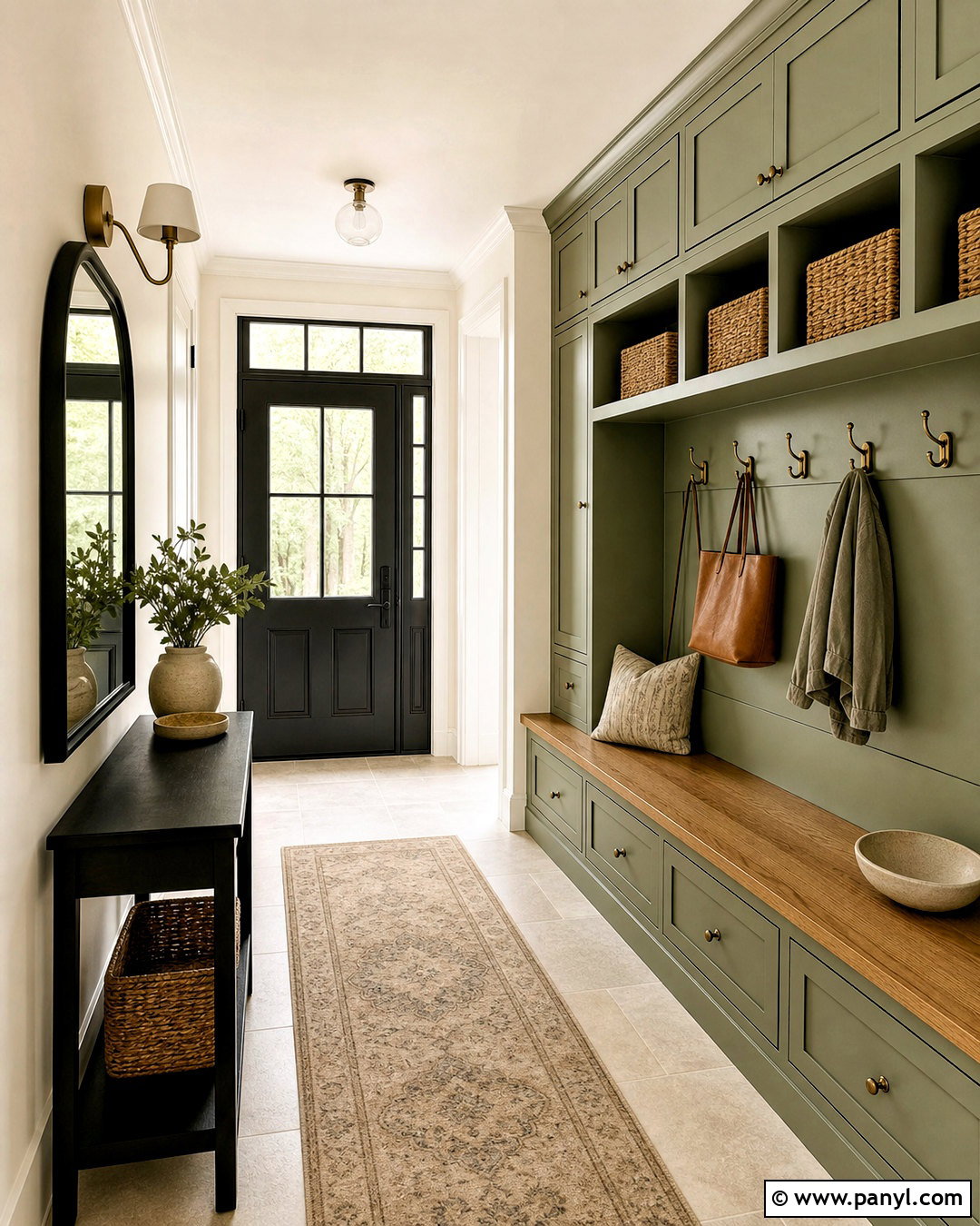 Sage Green Entryway With Built-In Storage - 20 sage green room ideas