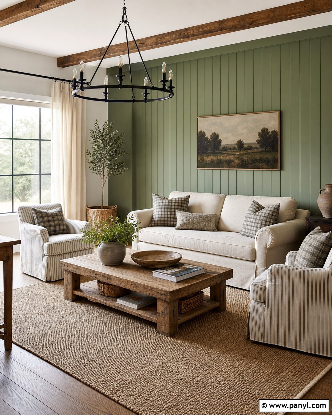 Sage Green Farmhouse Feature Wall - 25 Sage Green Feature Wall Living Room Ideas