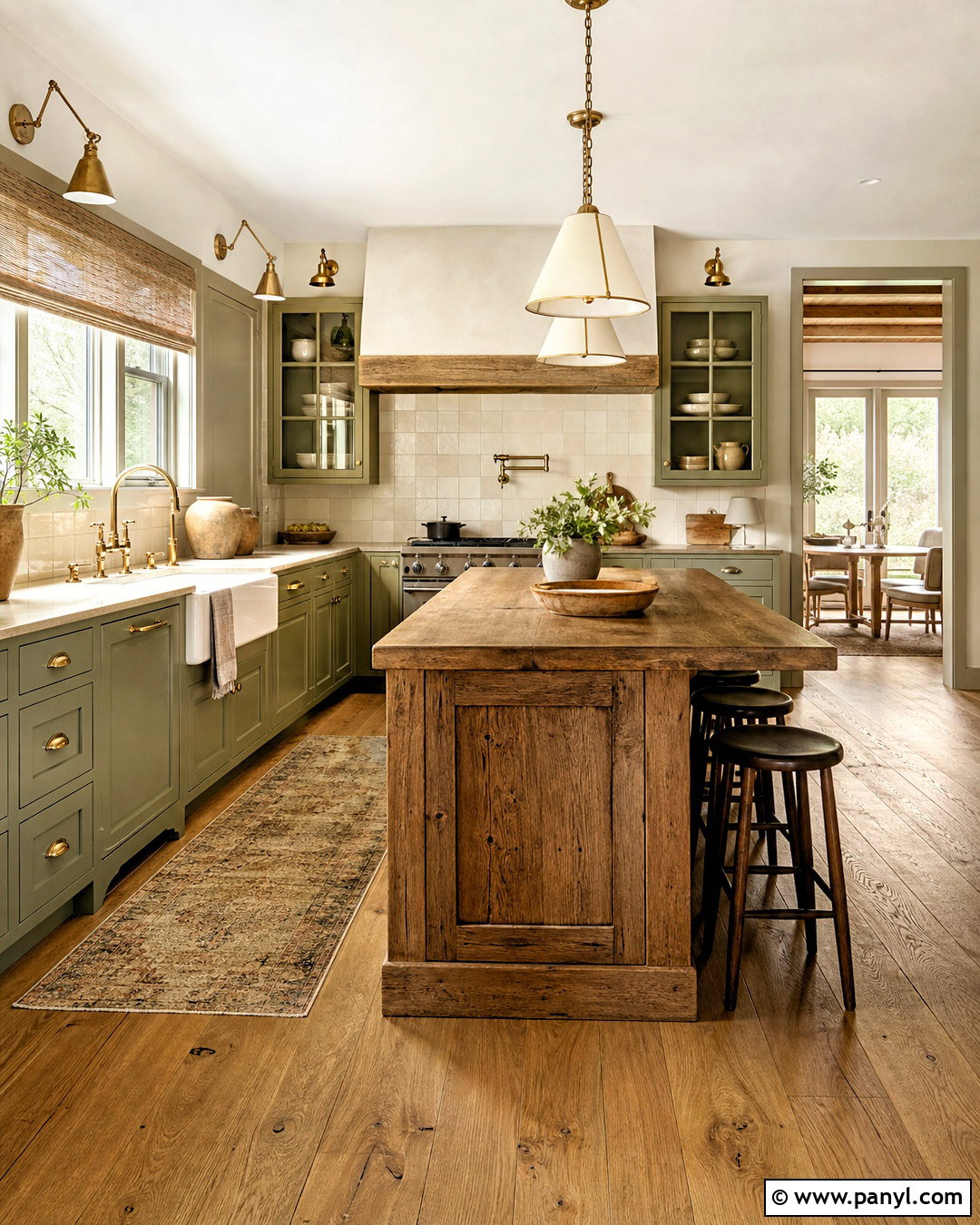 Sage Green Farmhouse Kitchen With Cream Details - 20 sage green and cream kitchen ideas