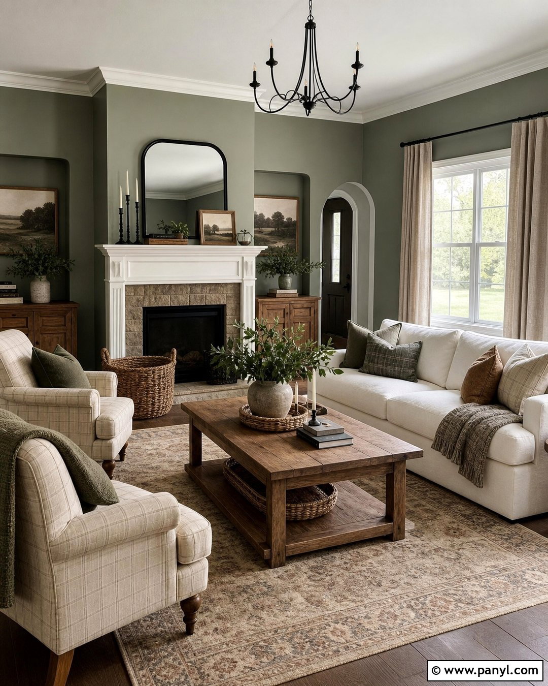 Sage Green Farmhouse Living Room - 50 sage green walls
