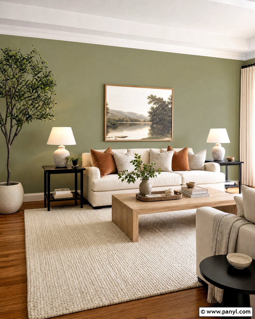 Sage Green Feature Wall - 20 green feature wall living room ideas