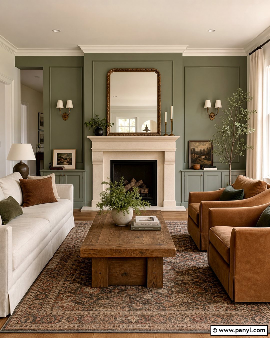 Sage Green Fireplace Feature Wall - 25 Sage Green Feature Wall Living Room Ideas