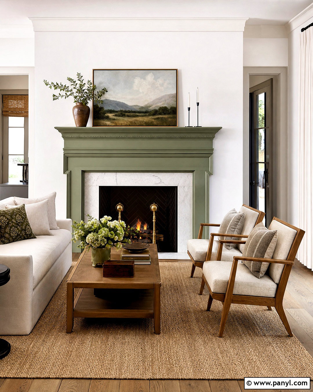 Sage Green Fireplace With White Walls - 20 sage green fireplace ideas
