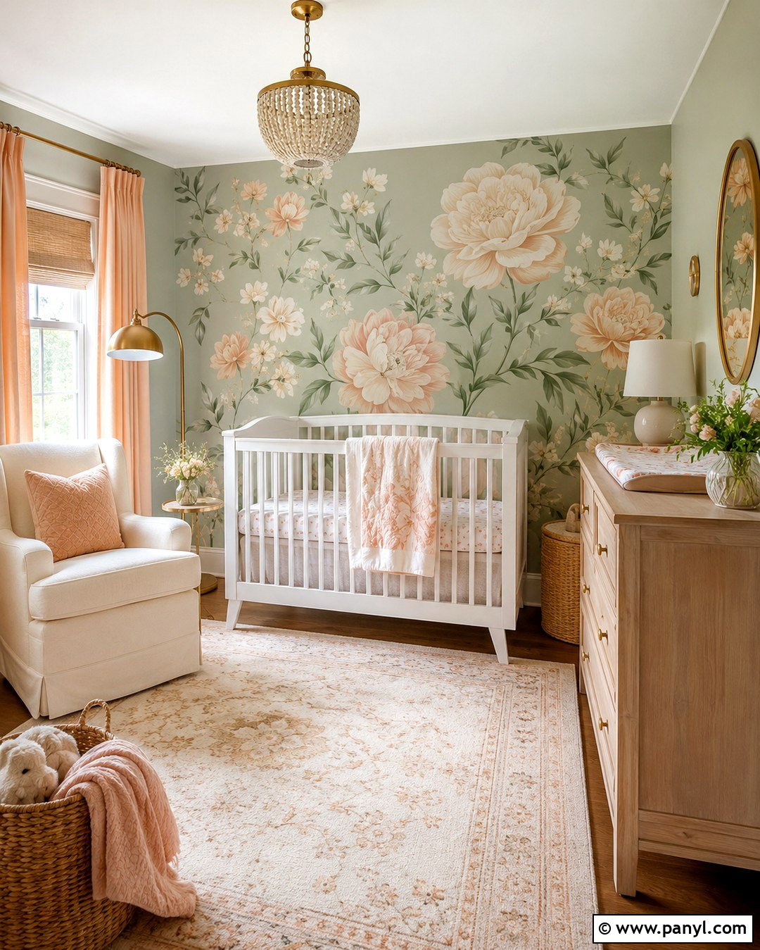 Sage Green Floral Nursery - 20 Sage Green Wall Nursery Ideas