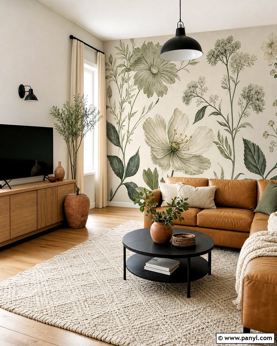 Sage Green Floral Wall Painting - 20 floral wall painting ideas
