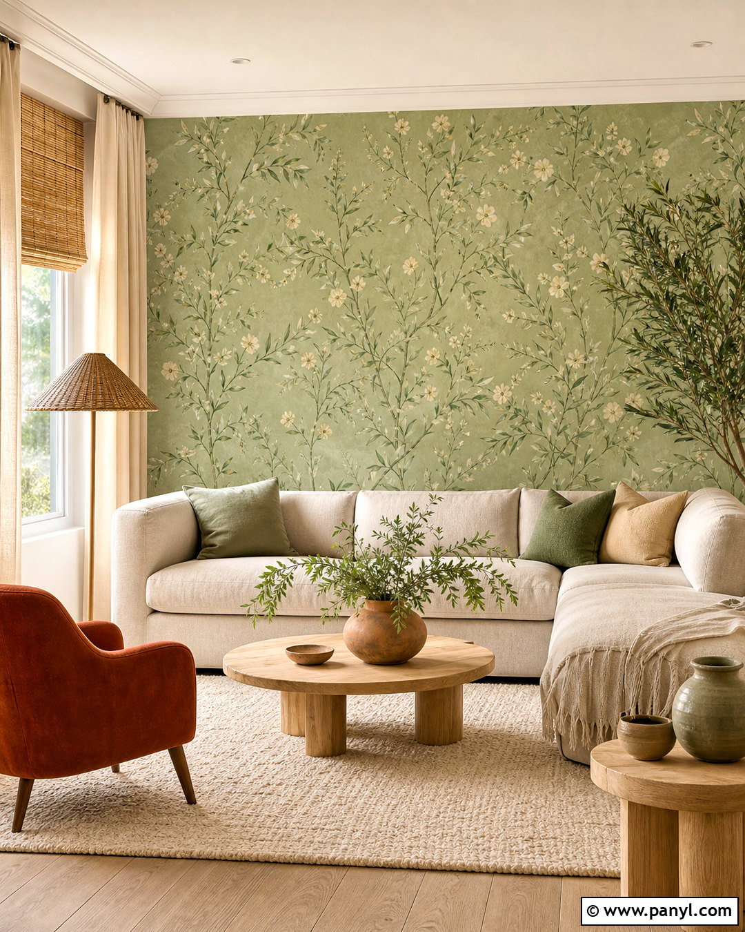 Sage Green Floral Wallpaper - 20 floral wallpaper living room ideas
