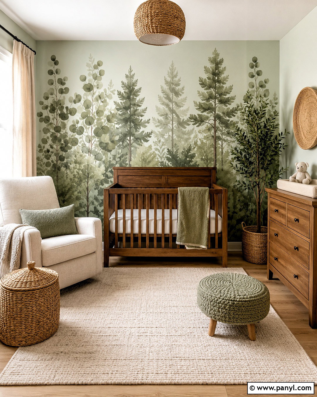 Sage Green Forest Nursery Wall - 20 nursery wall painting ideas
