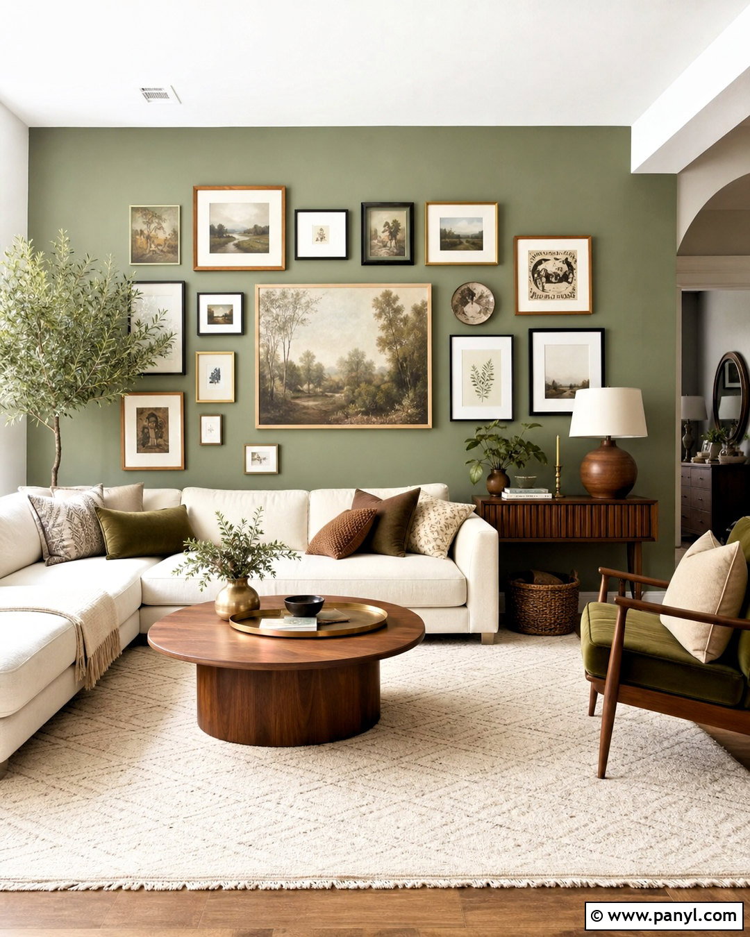 Sage Green Gallery Feature Wall - 20 sage green feature wall ideas