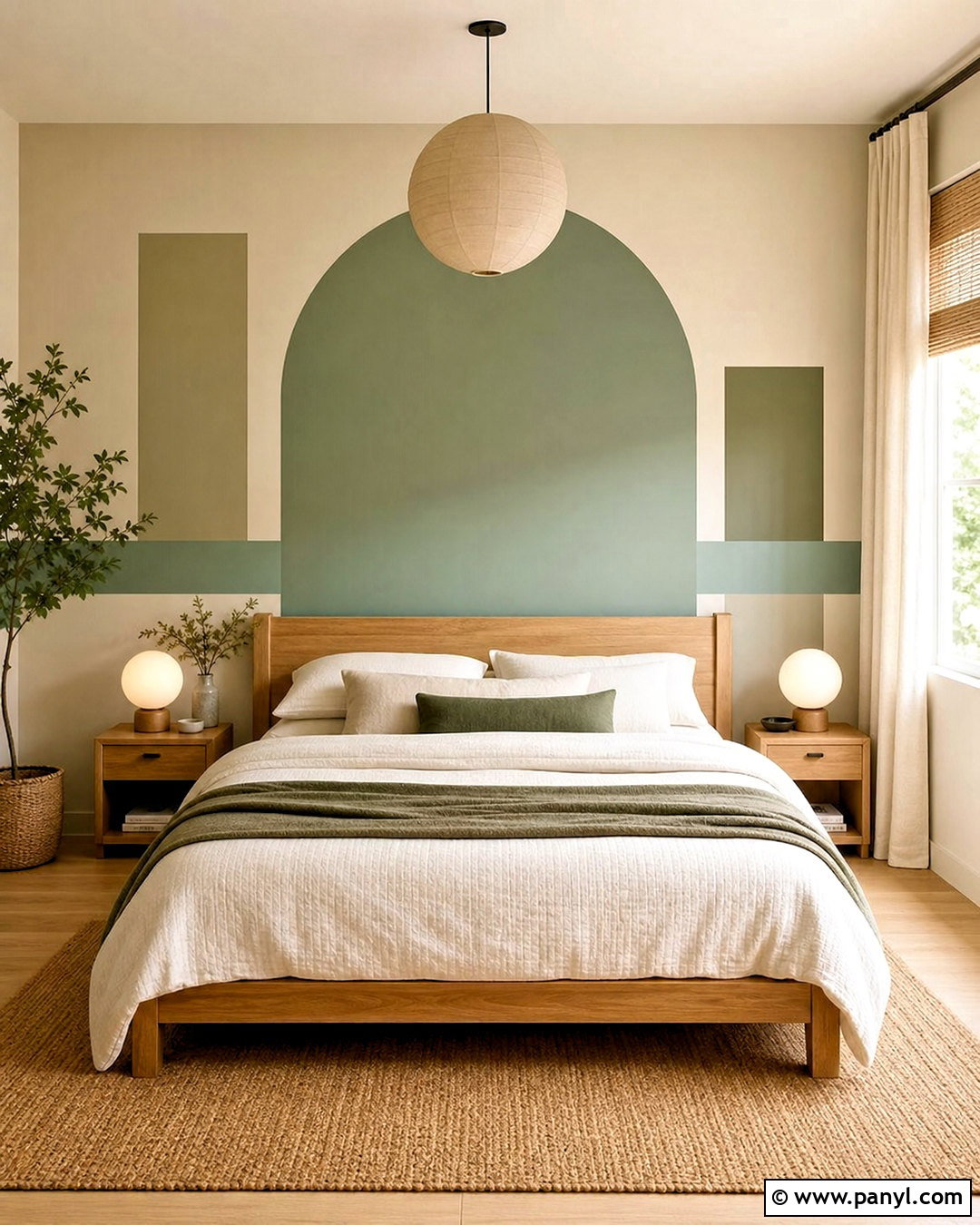 Sage Green Geometric Bedroom Wall - 20 geometric wall paint bedroom ideas
