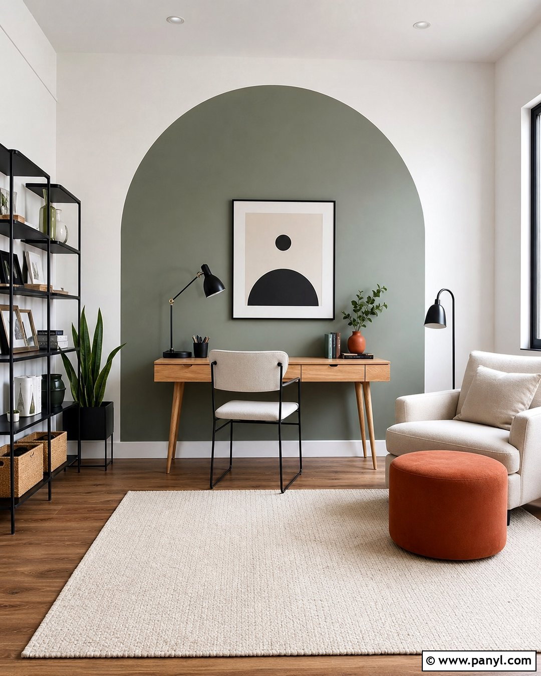 Sage Green Geometric Painted Wall - 40 Sage Green Accent Wall Ideas
