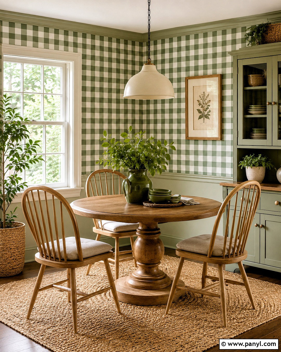 Sage Green Gingham Dining Nook - 20 how to paint gingham pattern ideas