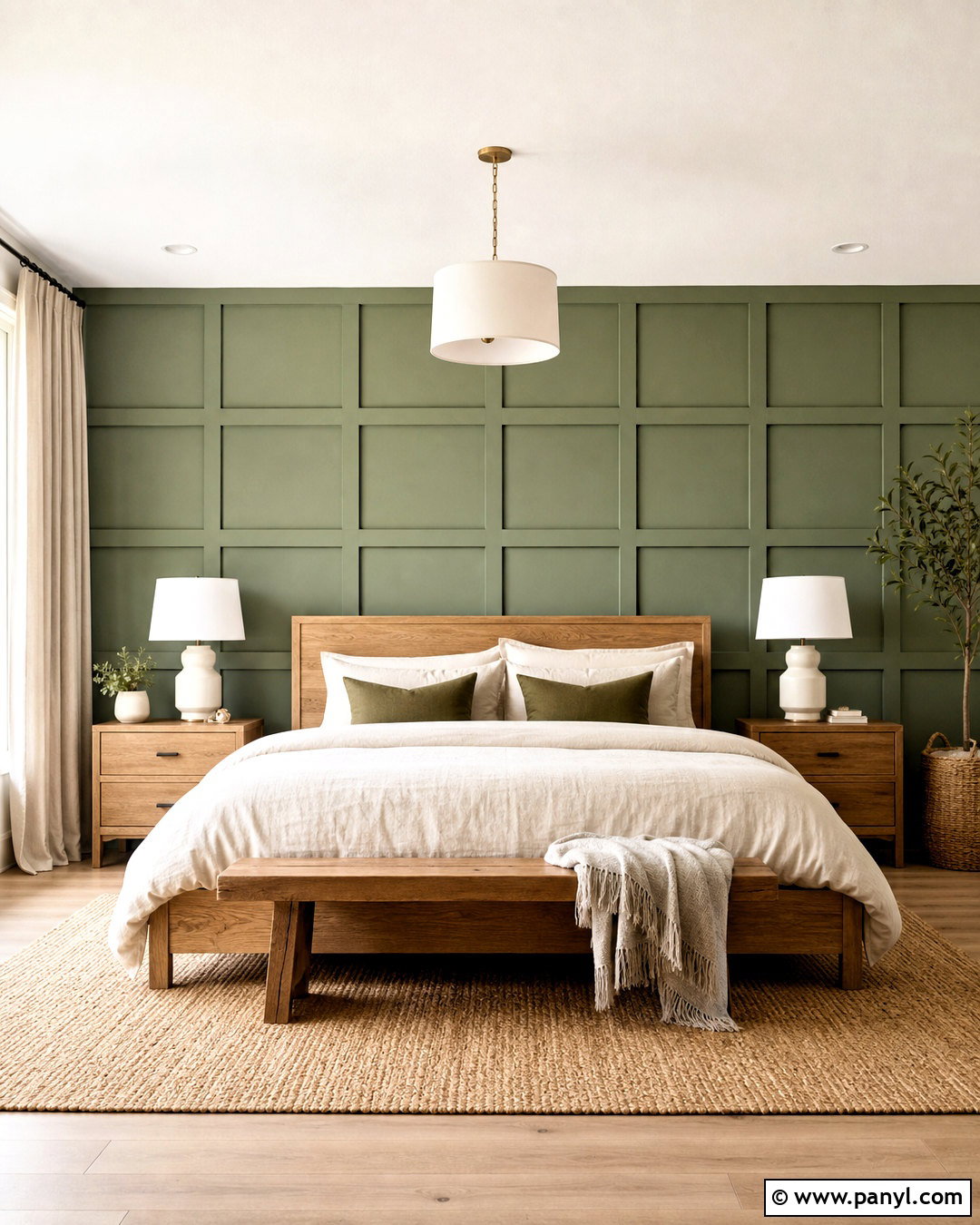 Sage Green Grid Geometric Accent Wall - 20 geometric accent wall ideas