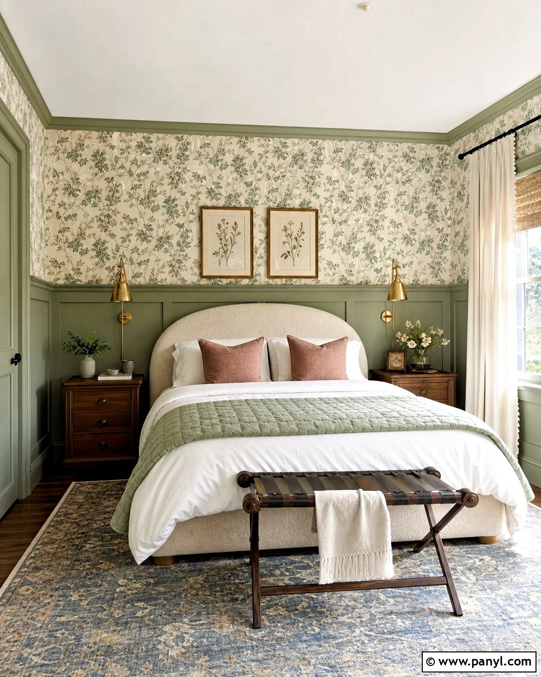 Sage Green Guest Room With Floral Wallpaper - 20 sage green room ideas