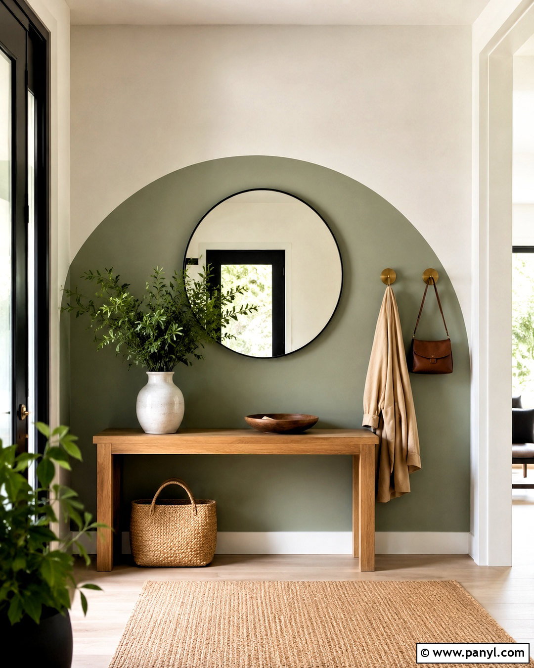 Sage Green Half Circle Geometric Wall Paint - 35 Simple Geometric Wall Paint Ideas