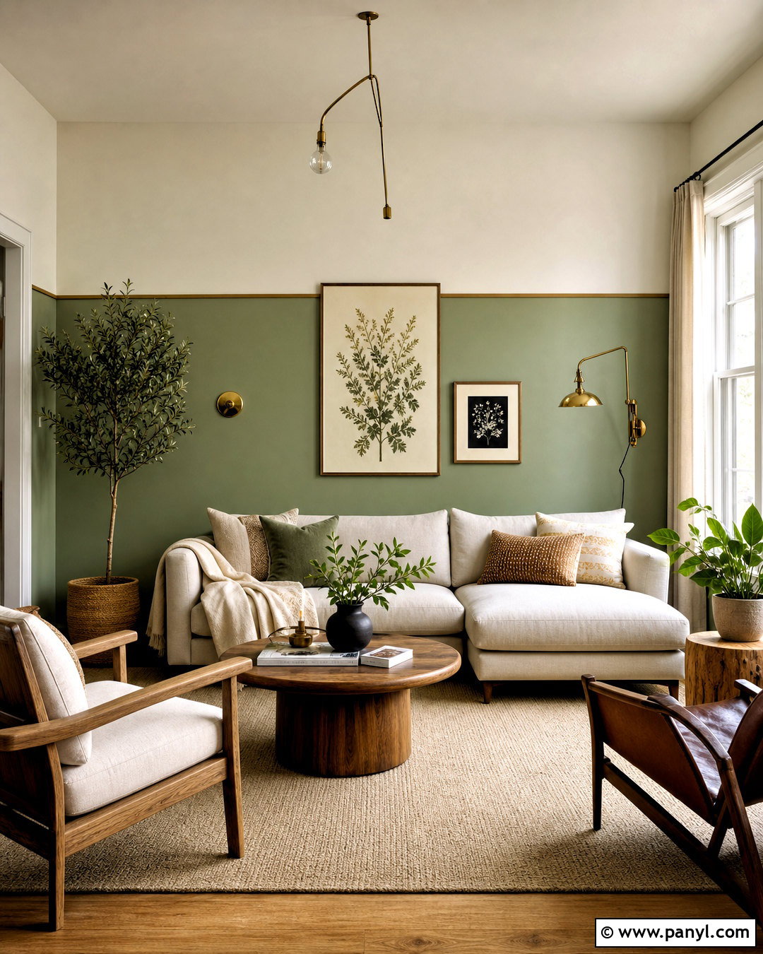 Sage Green Half Painted Wall Living Room - 20 half painted wall living room ideas