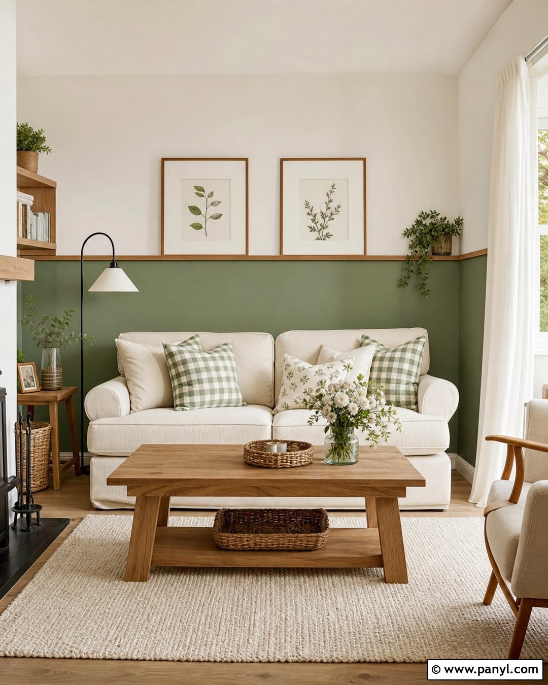 Sage Green Half Wall Feature - 25 Sage Green Feature Wall Living Room Ideas