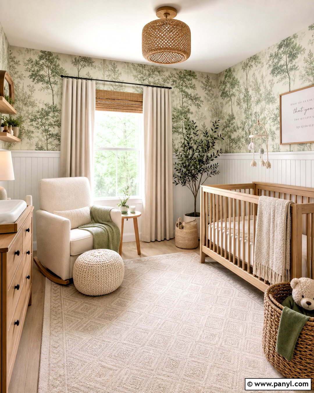 Sage Green Half Wall Wallpaper In A Nursery - 20 half wall wallpaper ideas