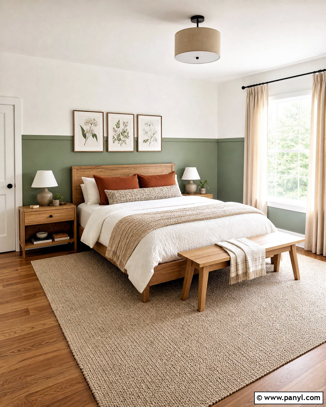Sage Green Half Wall With Warm White Paint - 20 sage green wall paint ideas
