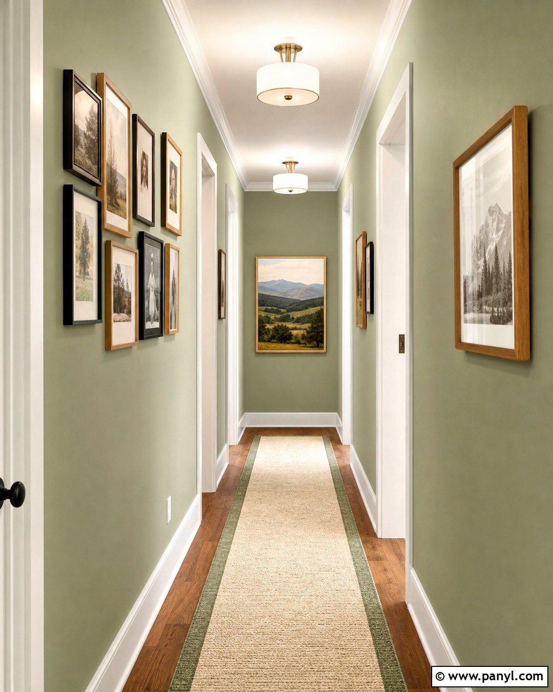 Sage Green Hallway Walls With Gallery Frames - 20 sage green wall paint ideas