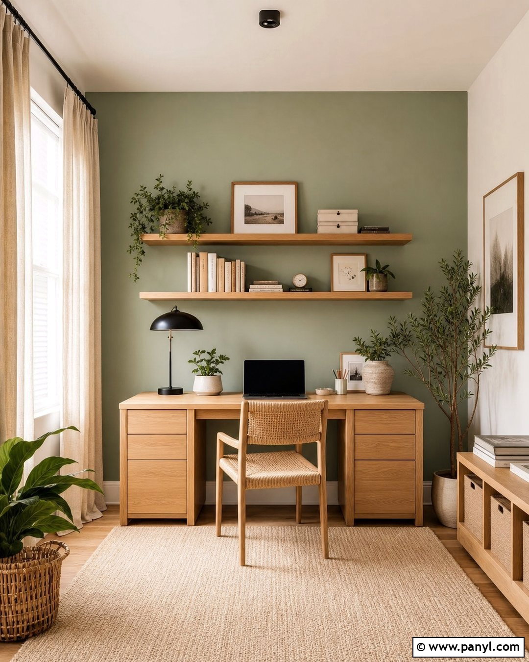 Sage Green Home Office Accent Wall - 25 Home Office Accent Wall Color Ideas