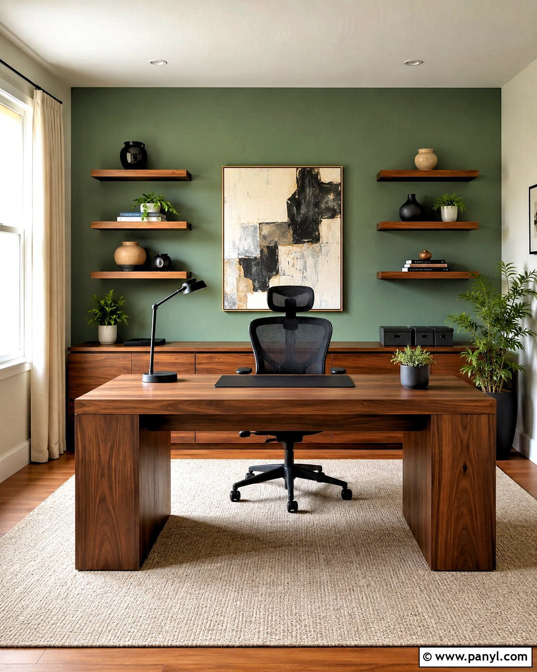 Sage Green Home Office Accent Wall - 40 Sage Green Accent Wall Ideas