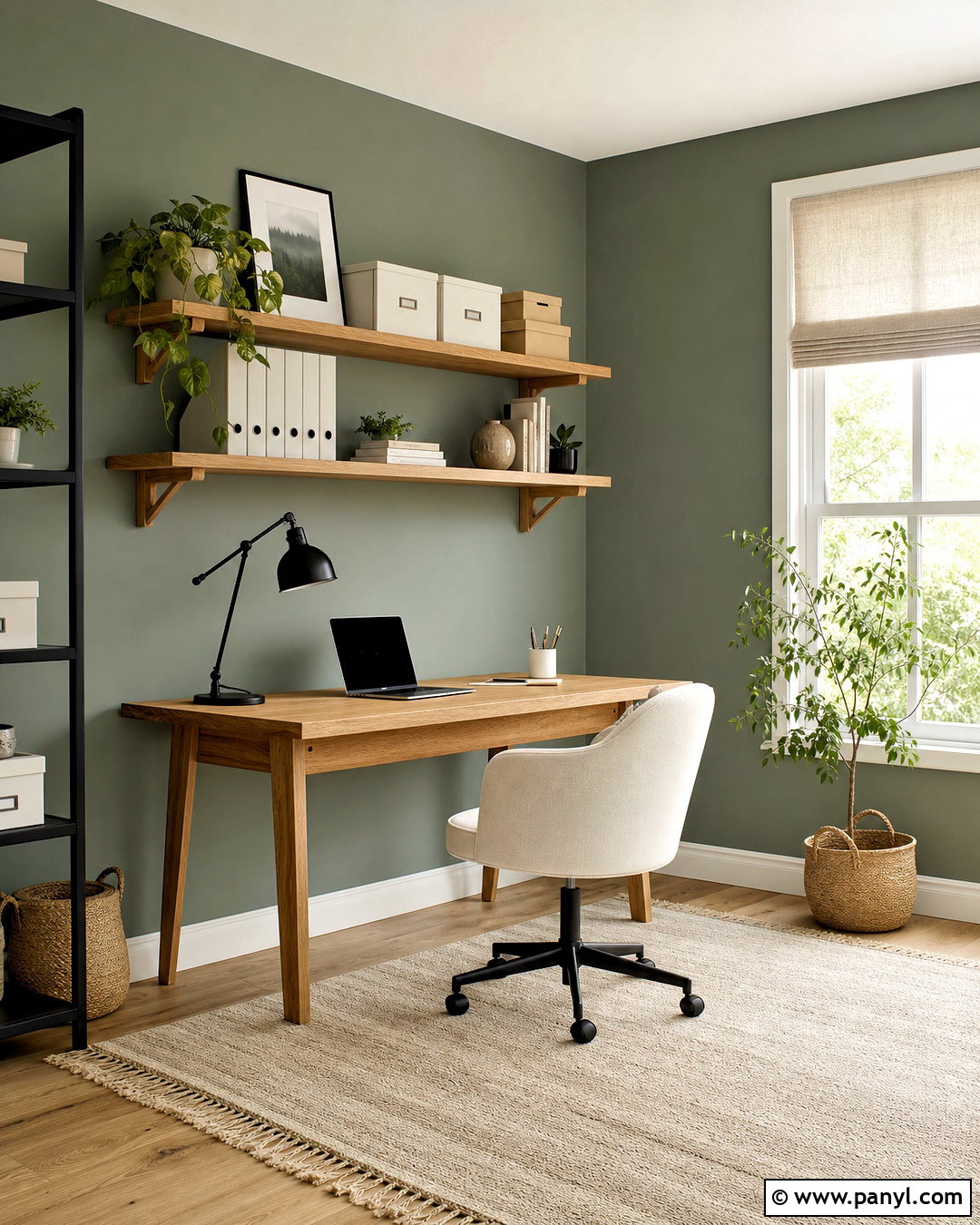 Sage Green Home Office Feature Wall - 20 sage green feature wall ideas