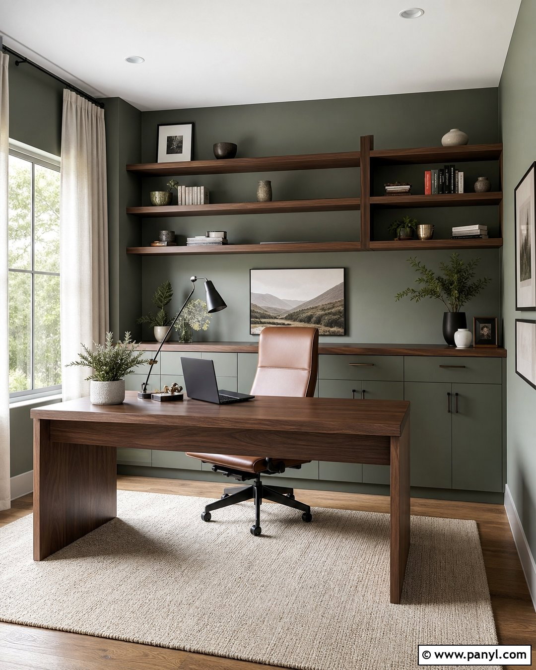 Sage Green Home Office Wall - 35 green wall interior ideas