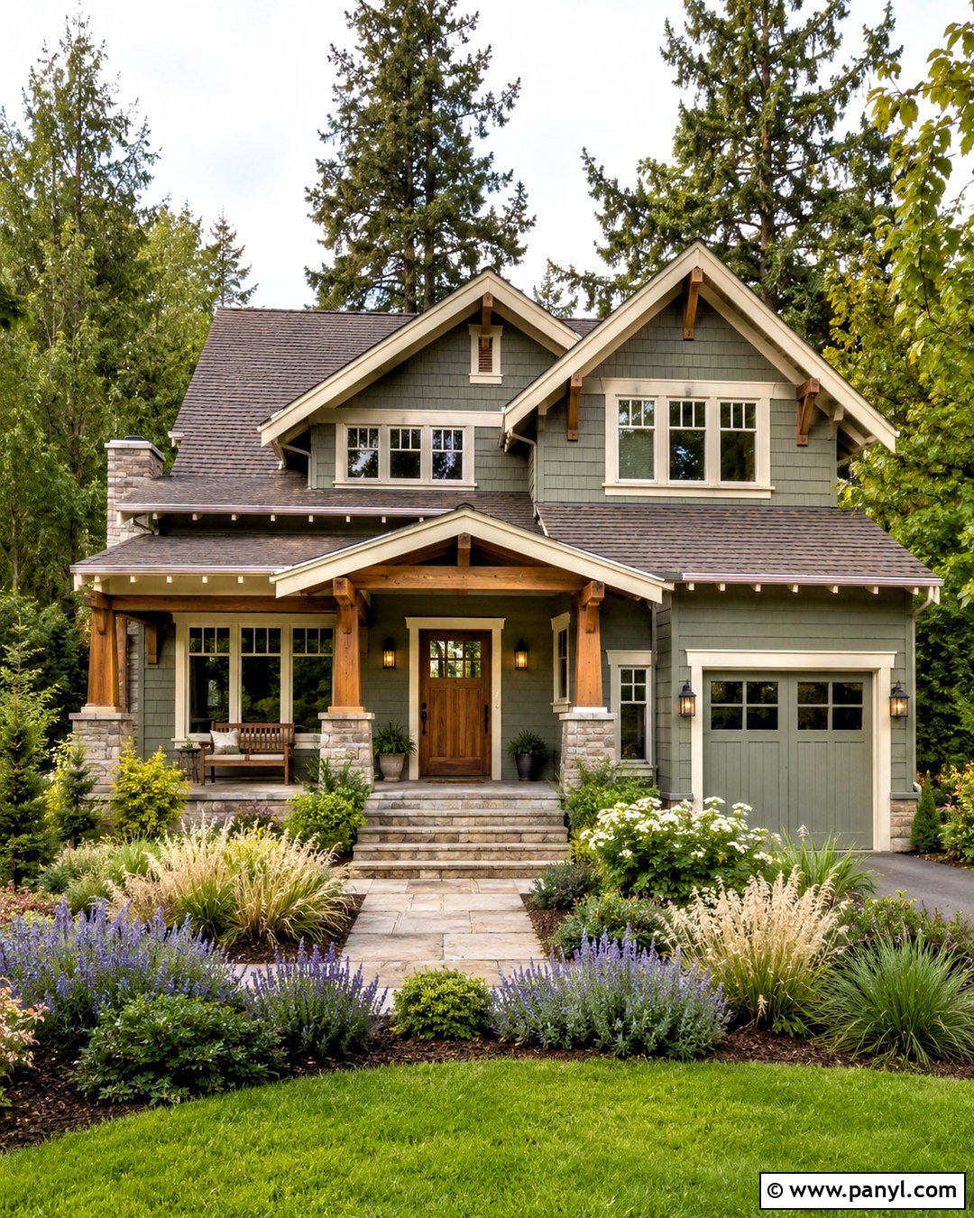 Sage Green House With Ivory Trim - 20 outside house colour ideas