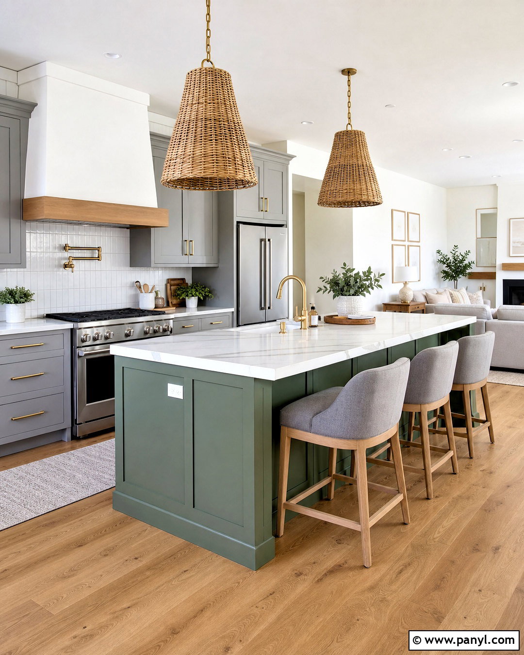 Sage Green Island With Gray Perimeter Cabinets - 20 sage green and grey kitchen ideas