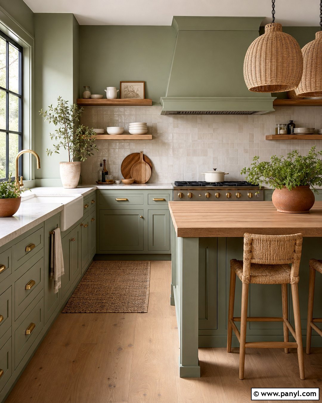Sage Green Kitchen Cabinets With Sage Walls - 20 Kitchen Cabinets Matching Wall Color Ideas