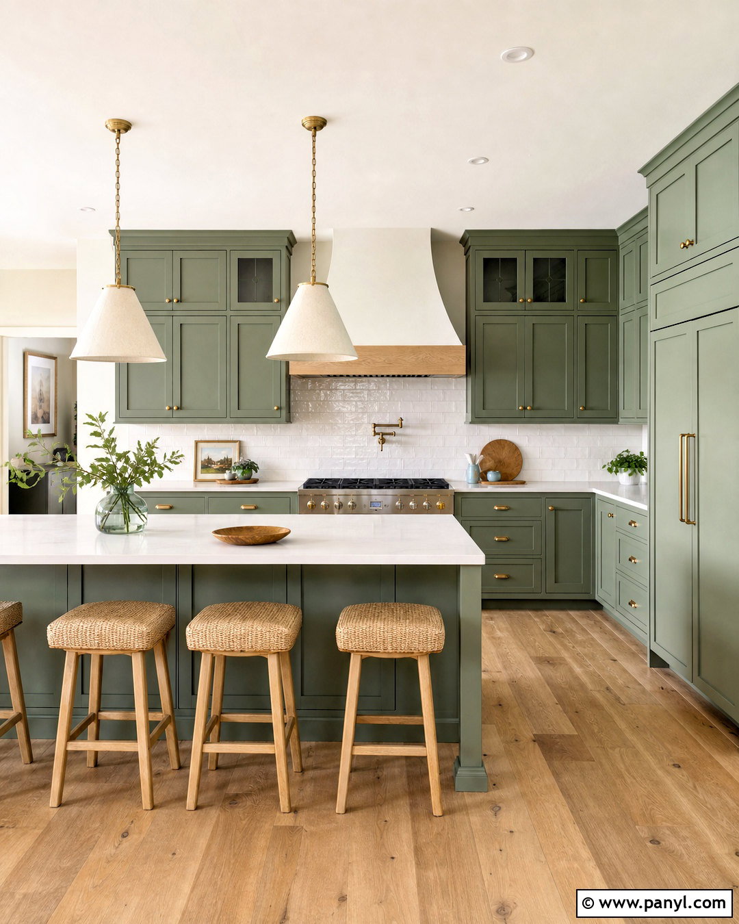 Sage Green Kitchen Cabinets With White Quartz - 20 green kitchen cabinets