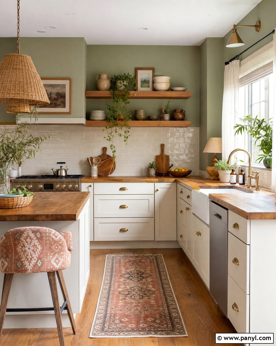 Sage Green Kitchen Walls In A Boho Kitchen - 45 sage green kitchen walls