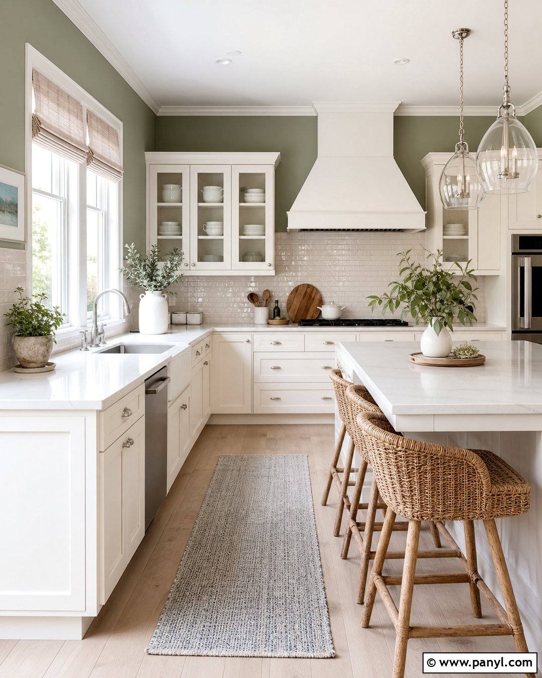Sage Green Kitchen Walls In A Coastal Kitchen - 45 sage green kitchen walls