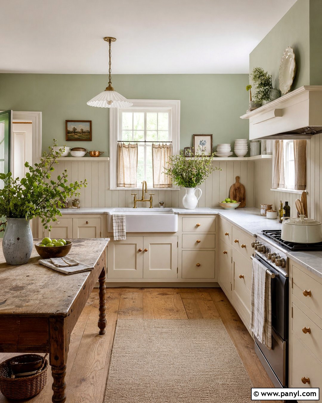 Sage Green Kitchen Walls In A Cottage Kitchen - 45 sage green kitchen walls