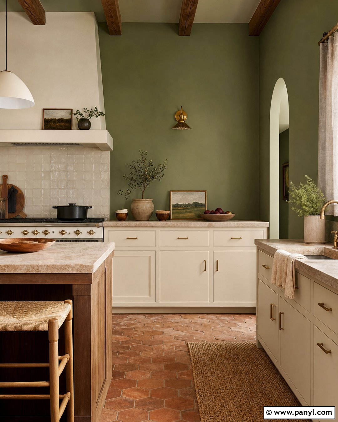 Sage Green Kitchen Walls In A Mediterranean Kitchen - 45 sage green kitchen walls